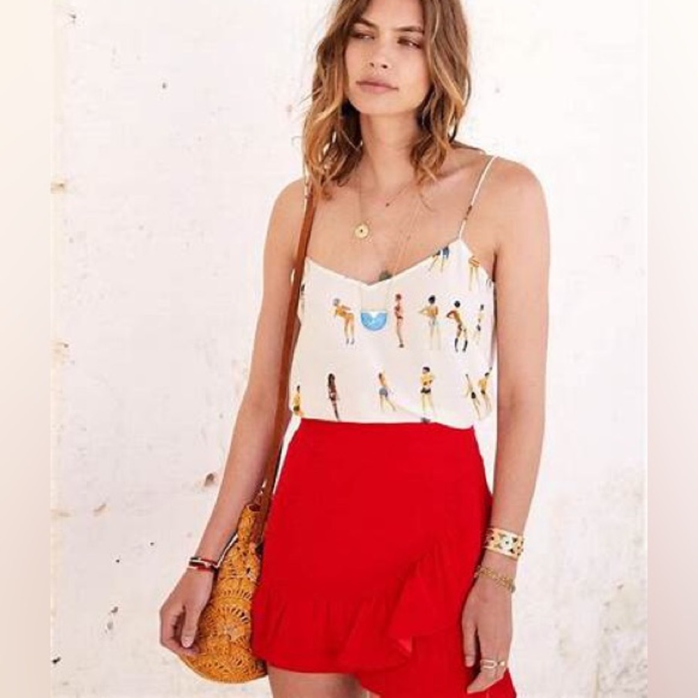 Sézane Cassi Red Mini Skirt